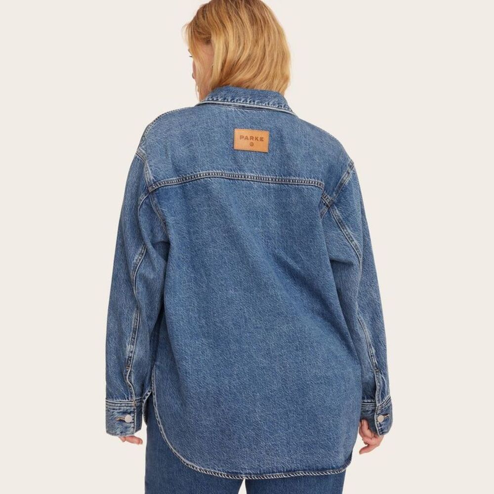 Women's Long Sleeve Denim Shacket - Parke Medium Wash S - Picture 2 of 4